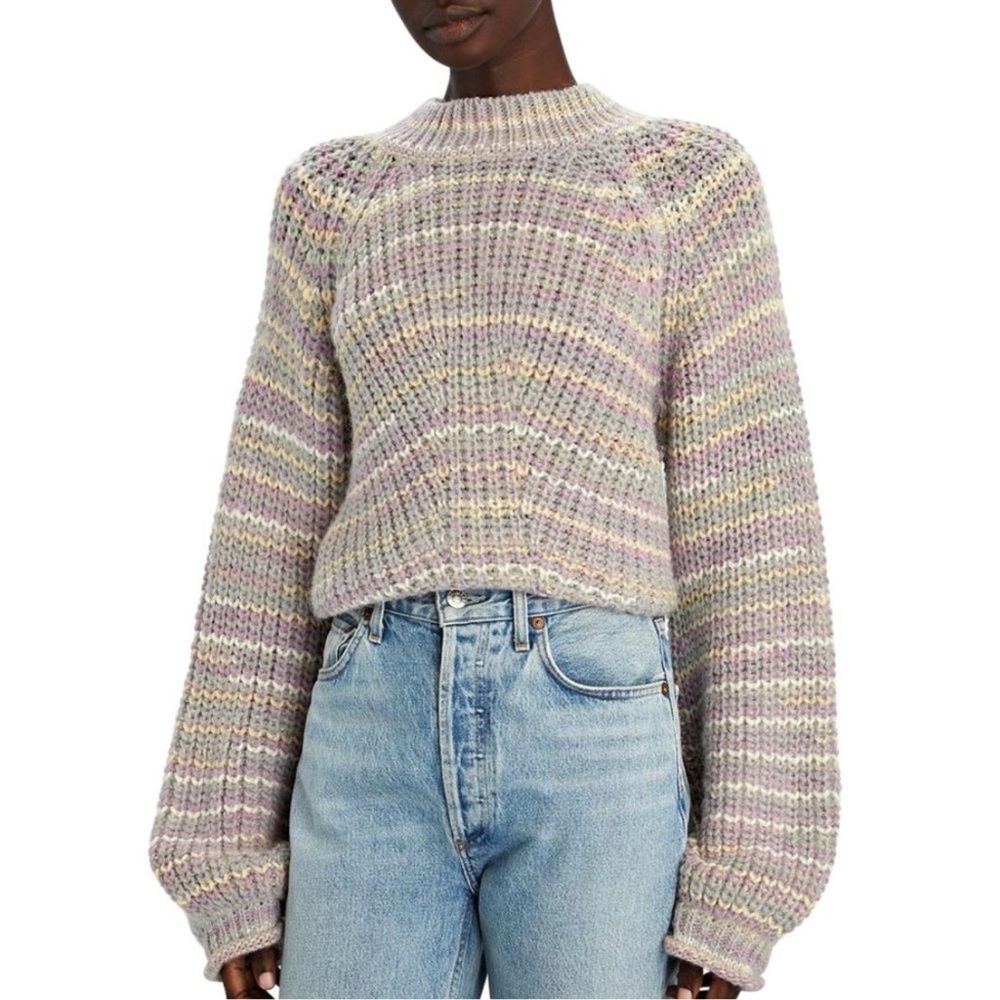 NICHOLAS Maliya Alpaca Blend Sweater Grey Purple Multicolor Knit Pullover XS